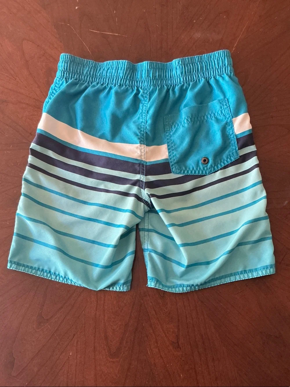 Old Navy Teal & Aqua Striped Boys Swim Shorts